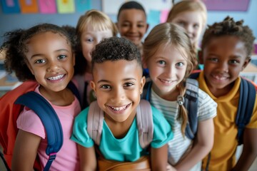 Obraz premium Happy Children Smiling for a School Photo