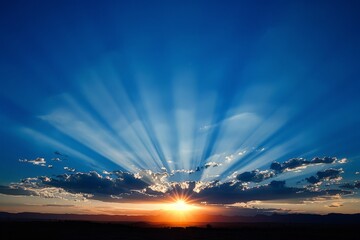 Fototapeta premium Radiant Sunset Over Mountains