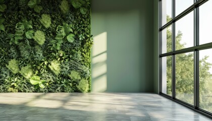 Fototapeta premium Nature-Inspired Indoor Office Wall with Greenery