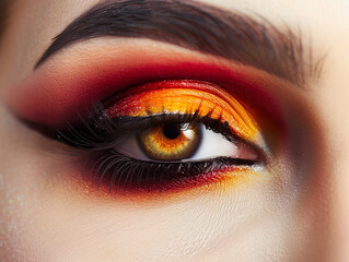 Obraz premium Glamorous Colourful Eyeshadow with Bold Winged Eyeliner