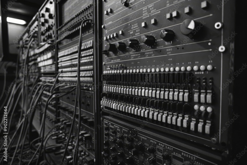 Poster analog control panel with knobs and dials