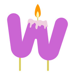 Candle Birthday Letter W