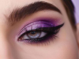 Fototapeta premium Glamorous Colourful Eyeshadow with Bold Winged Eyeliner