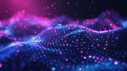 Obraz premium Eyecatching Digital technology metaverse neon blue purple background, cyber information abstract