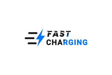 New Fast charging logo or simple fast charging label vector isolated. Fast charging logo for apps, product, websites, business design element, and more.