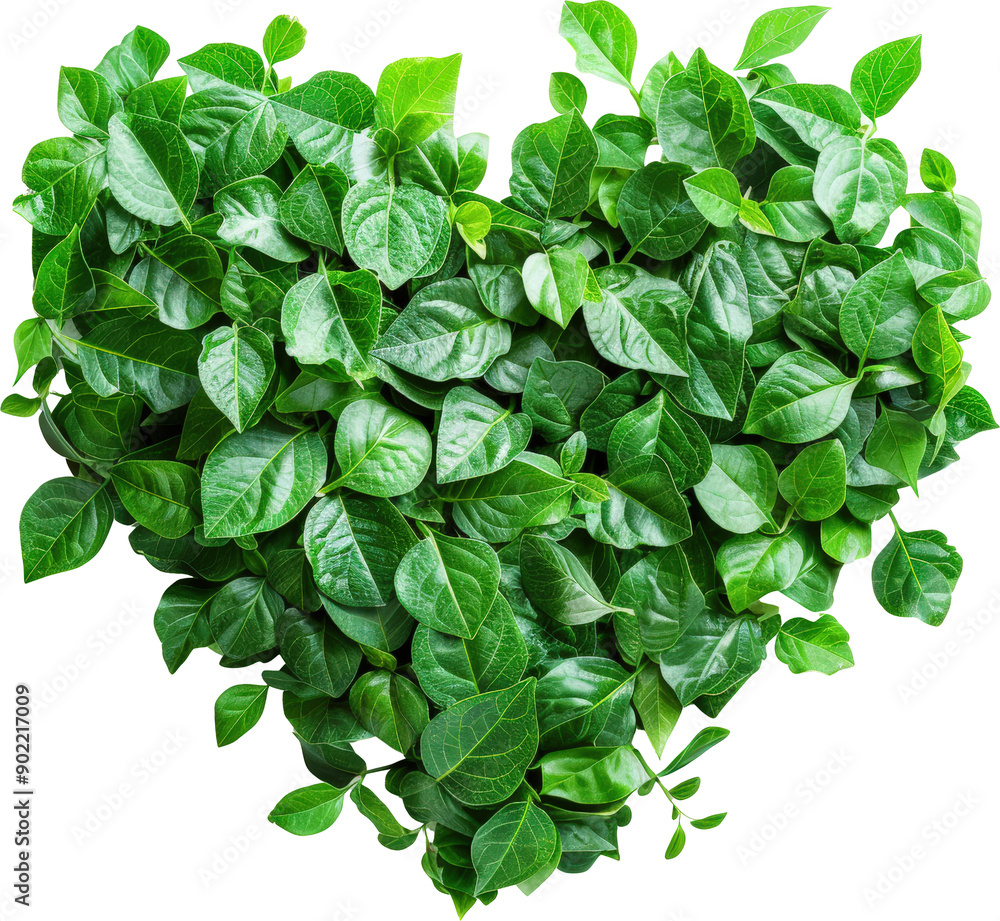 Wall mural Green leaves heart