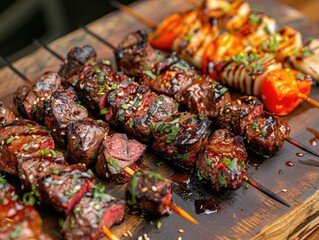 shish kebab on skewers