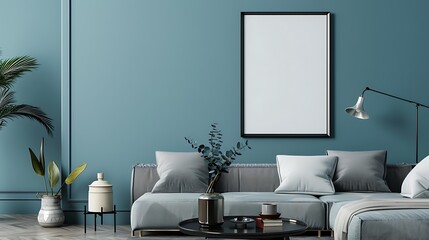 Modern Living Room Interior with a  Blank Canvas