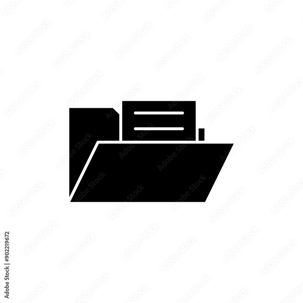 Poster file in folder vector icon, archive documents simple black illustration..eps