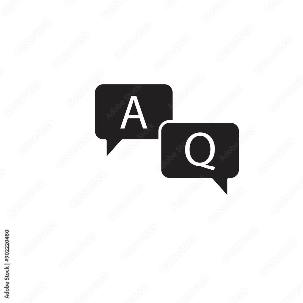 Poster answer and question icon, education symbol vector trendy style illustration for web and app on white