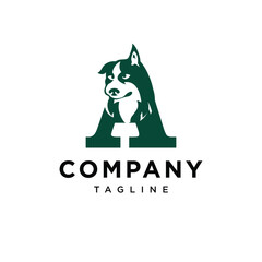 Letter A Husky Dog Logo Icon Vector