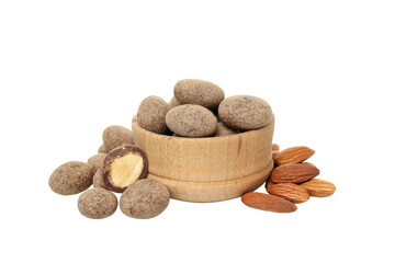 PNG, Almonds in chocolate, isolated on white background