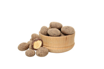 PNG, Almonds in chocolate, isolated on white background