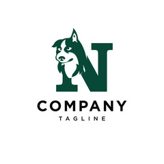 Letter N Husky Dog Logo Icon Vector