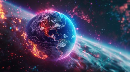 Obraz premium Amazing Futuristic view of high tech earth planet