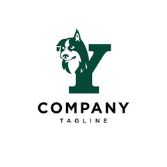 Letter Y Husky Dog Logo Icon Vector