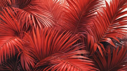 red palm fronds abstract background copy space backdrop art
