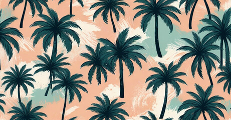 seamless background with palm trees