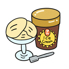 レトロなアイスクリーム　線画イラスト