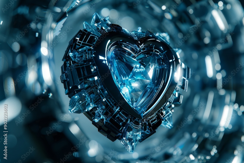 Poster mechanical heart with intricate gears symbolizing the complexity of love