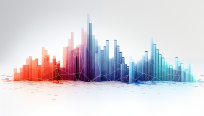 abstract background with equalizer, graph with arrow, chart, colorful 