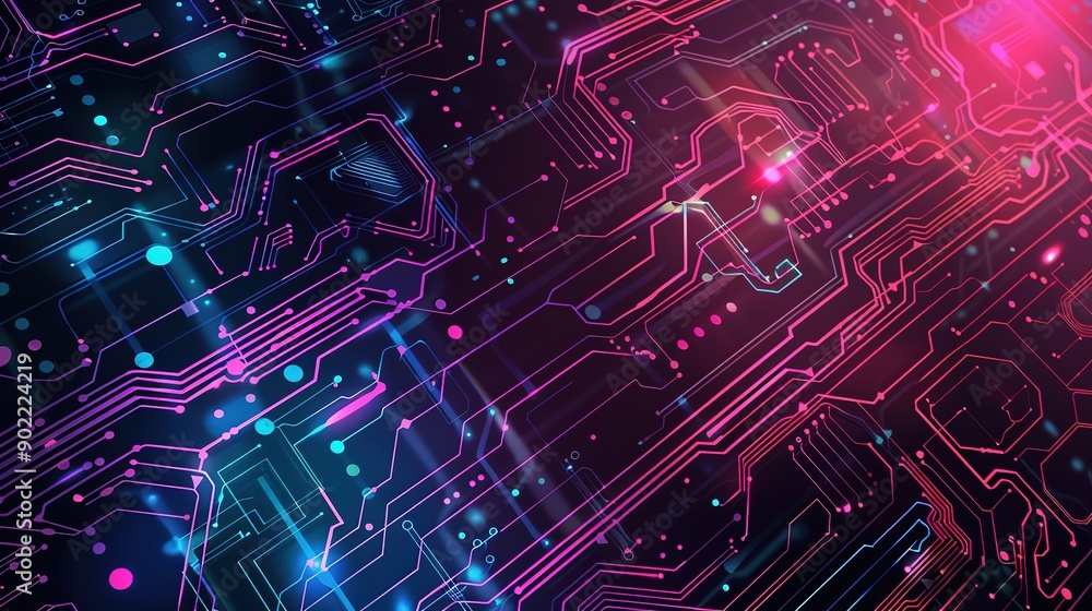 Poster wonderful blue digital binary data on computer screen background