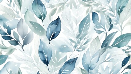 Fototapeta premium white watercolor leaves abstract background copy space backdrop art