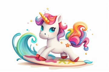 Little Unicorn with a surfboard