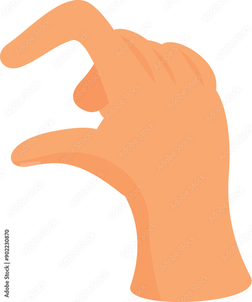 Poster hand is making a gesture indicating a small amount with its thumb and index finger close together