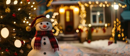Cheerful Snowman in a Festive Setting