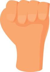 Hand is making a fist, showing power and strength
