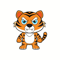 Fototapeta premium Cute Angry Tiger Vector. Animal Nature Icon Concept Isolated Premium Vector.
