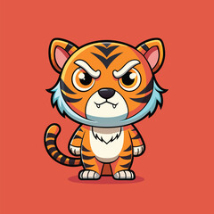Cute Angry Tiger Vector. Animal Nature Icon Concept Isolated Premium Vector.