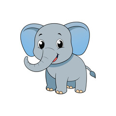 Cute Elephant Vector. Animal Nature Icon Concept Isolated Premium Vector.