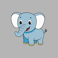 Cute Elephant Vector. Animal Nature Icon Concept Isolated Premium Vector.