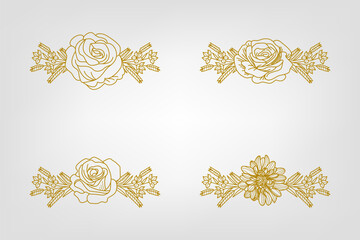 The Blooms Greenery Floral Foliage Ornament Corner Text Separator Elegance Frame for Invitations