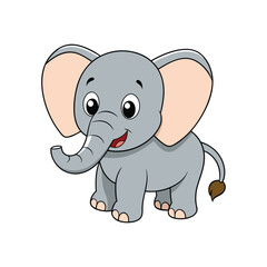 Cute Elephant Vector. Animal Nature Icon Concept Isolated Premium Vector.