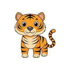 Cute Tiger Vector. Animal Nature Icon Concept Isolated Premium Vector.