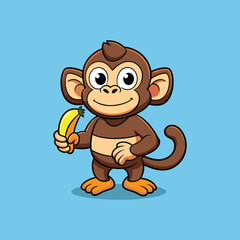 Cute Monkey Vector. Animal Nature Icon Concept Isolated Premium Vector.
