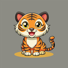 Cute Tiger Vector. Animal Nature Icon Concept Isolated Premium Vector.