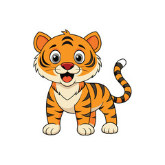 Cute Tiger Vector. Animal Nature Icon Concept Isolated Premium Vector.