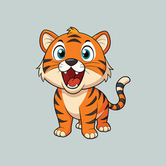 Cute Happy Tiger Vector. Animal Nature Icon Concept Isolated Premium Vector.