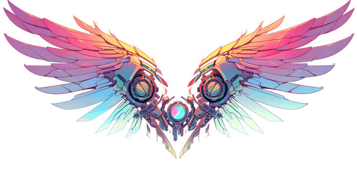 Angel Wings mechanical cyborg mecha robot illustration