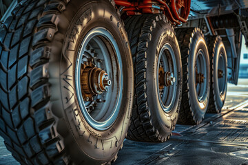 Heavy Duty Tires: Close-Up of Large Vehicle Wheels