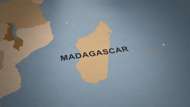 Old Paper Map of Madagascar