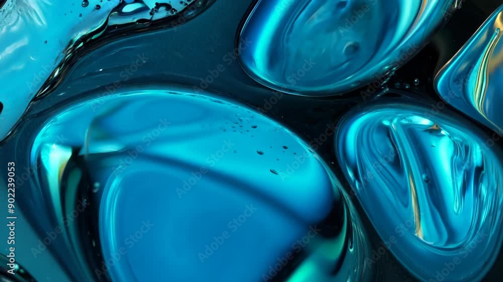 Poster enchanting blue droplets create mesmerizing visuals underneath glimmering light. generative ai