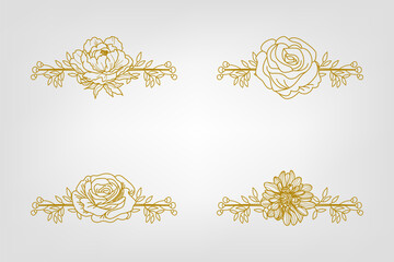 The Blooms Greenery Floral Foliage Ornament Corner Text Separator Elegance Frame for Invitations