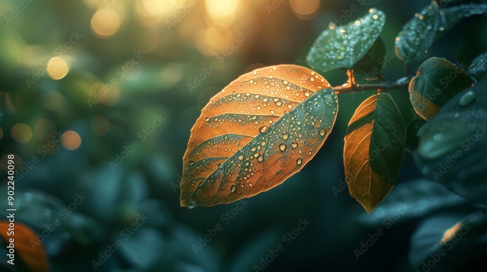 Aufkleber high resolution photo of a leaf with sunlight filtering through, emphasizing its texture