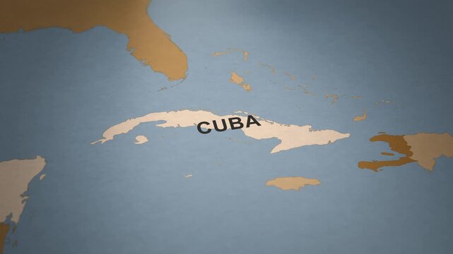 Old Paper Map of Cuba