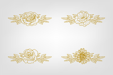 The Blooms Greenery Floral Foliage Ornament Corner Text Separator Elegance Frame for Invitations